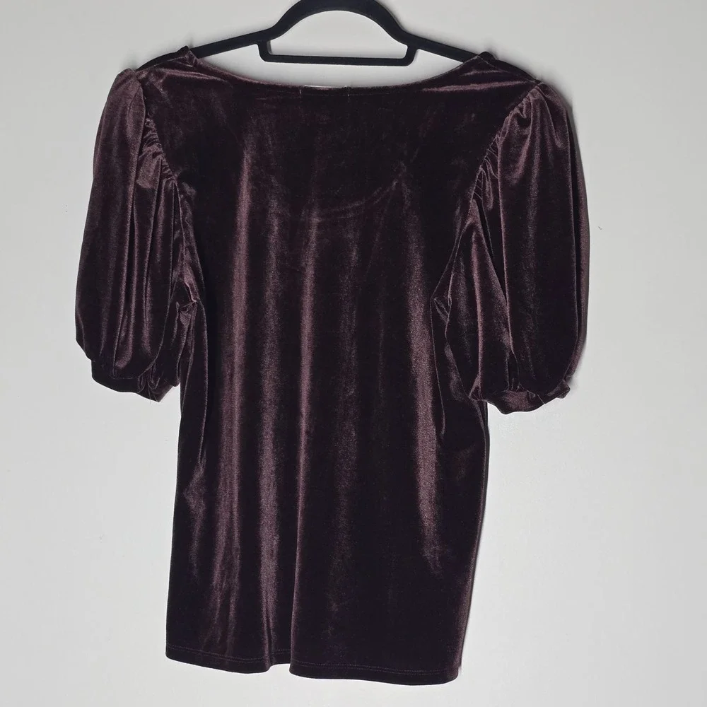 Maurices Romantic Velvet Puff Sleeve Top Purple Short Sleeve Womens M Whimsygoth